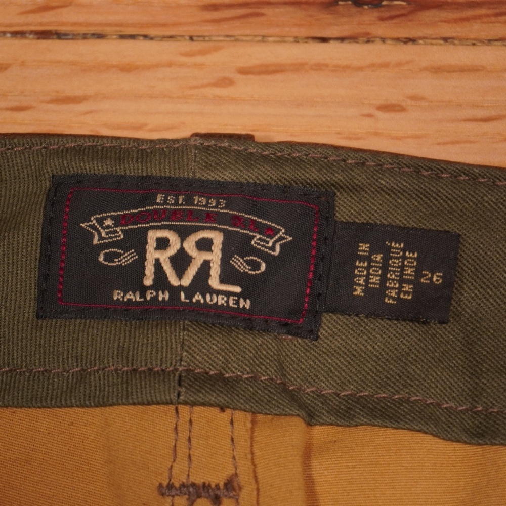 RRL Double RL Ralph Lauren Skinny Leather Cargo Pant Brown Leather 26 Brand New - Picture 9 of 16